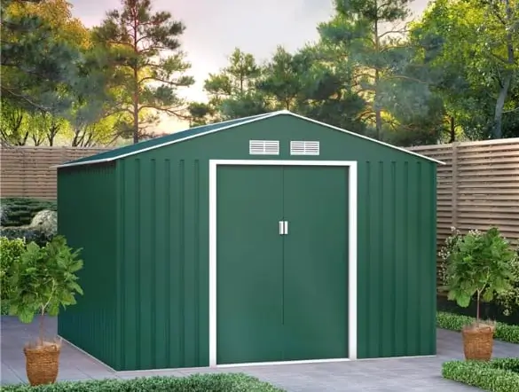 Metal Shed Surrounded By Plants