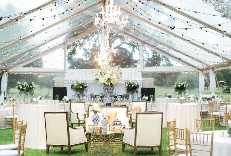 a frame clear span tent for outdoor wedding
