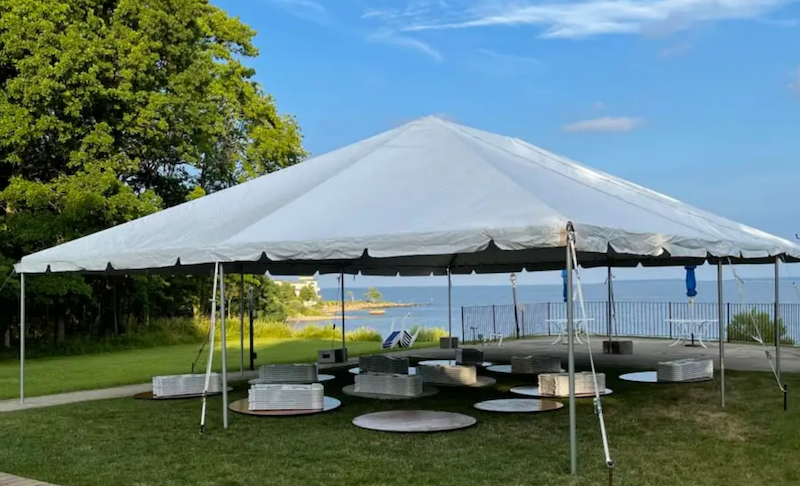 frame tent with pvc coated polyester fabric cover